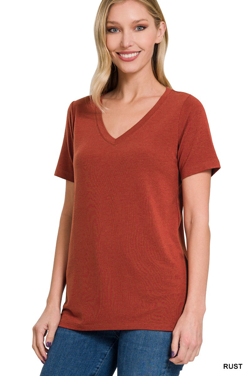 classic v-neck tee - rust – Magnolia's Boutique