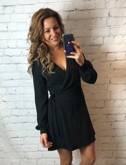 closet long sleeve wrap dress Little Black Wrap Dress