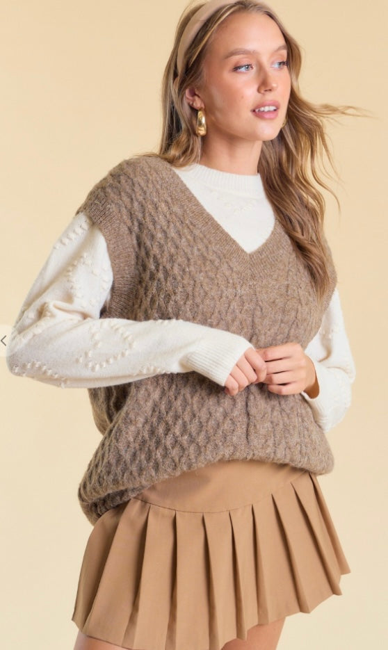 All That You Are Taupe Sweater Vest