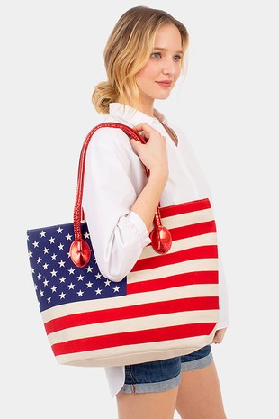American Flag Beach Tote