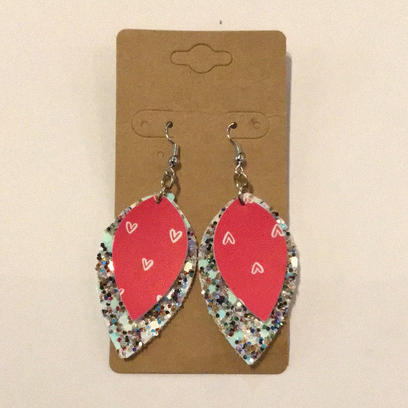 Glitter & Pink Heart Earrings