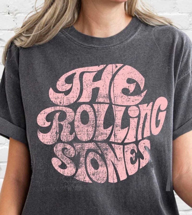 Rolling Stones T-shirt - Gray with Pink