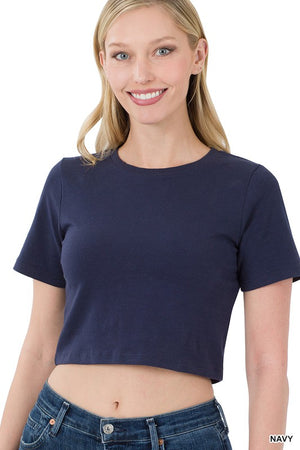Cropped Tee - Navy