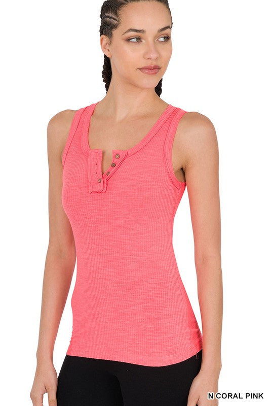 Holly Button Tank - Pink