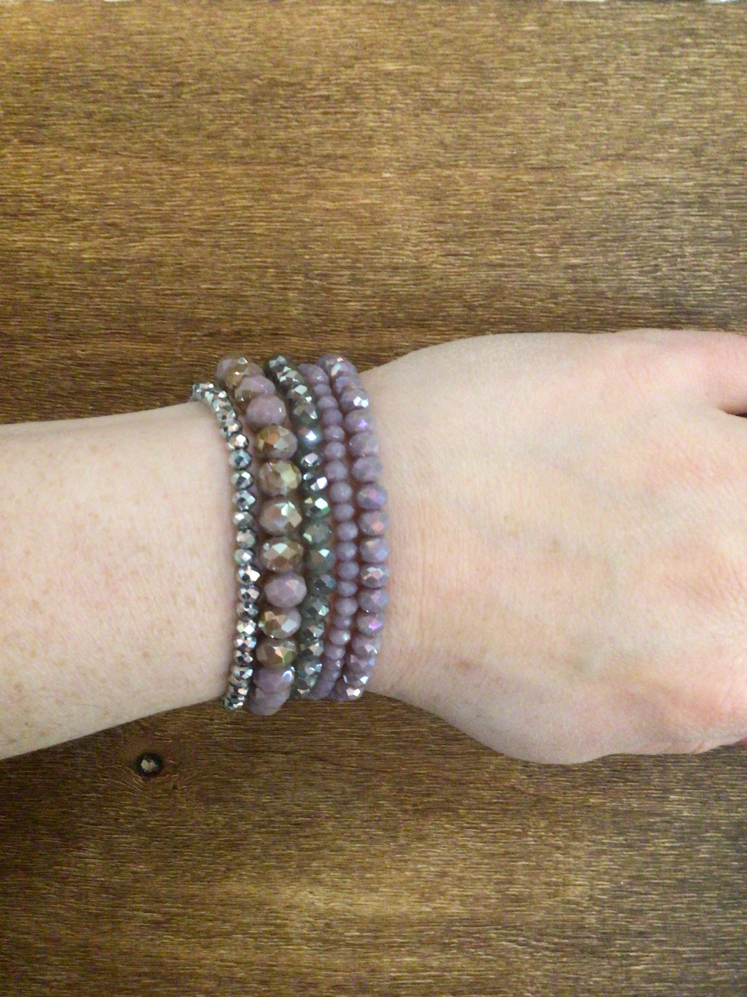 Lilac bracelet stack