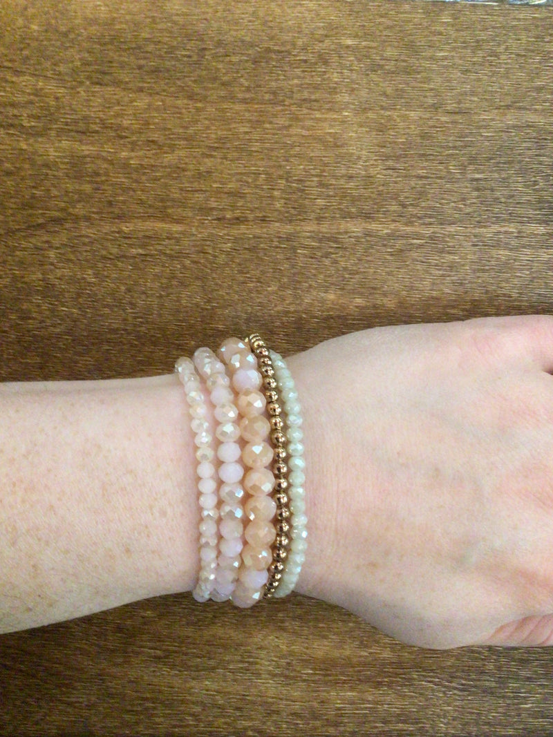 Pink bracelet stack