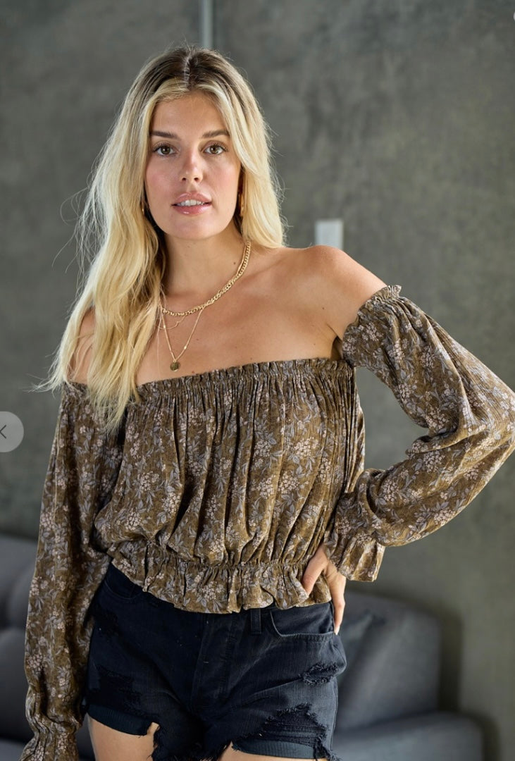 Olive Wildflower Top