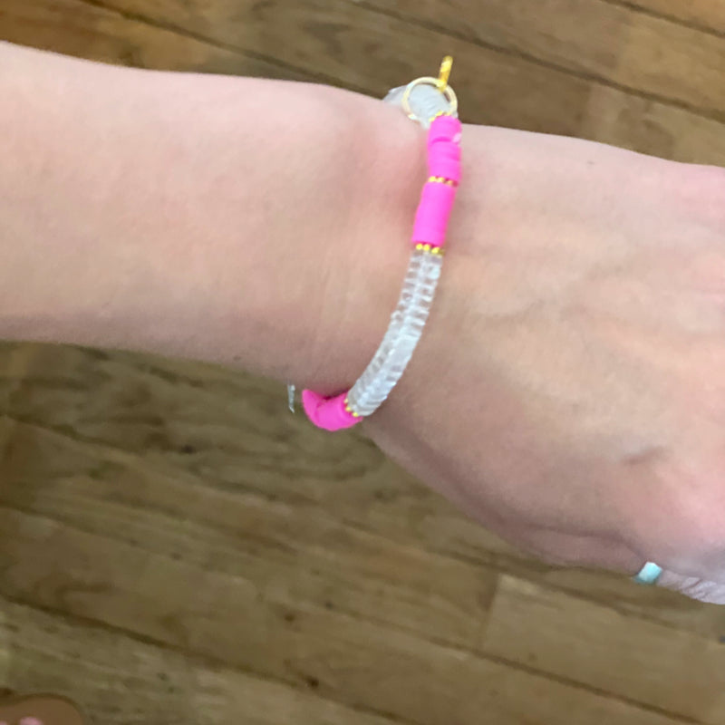 Clearly Perfect Pink Disc Bracelet