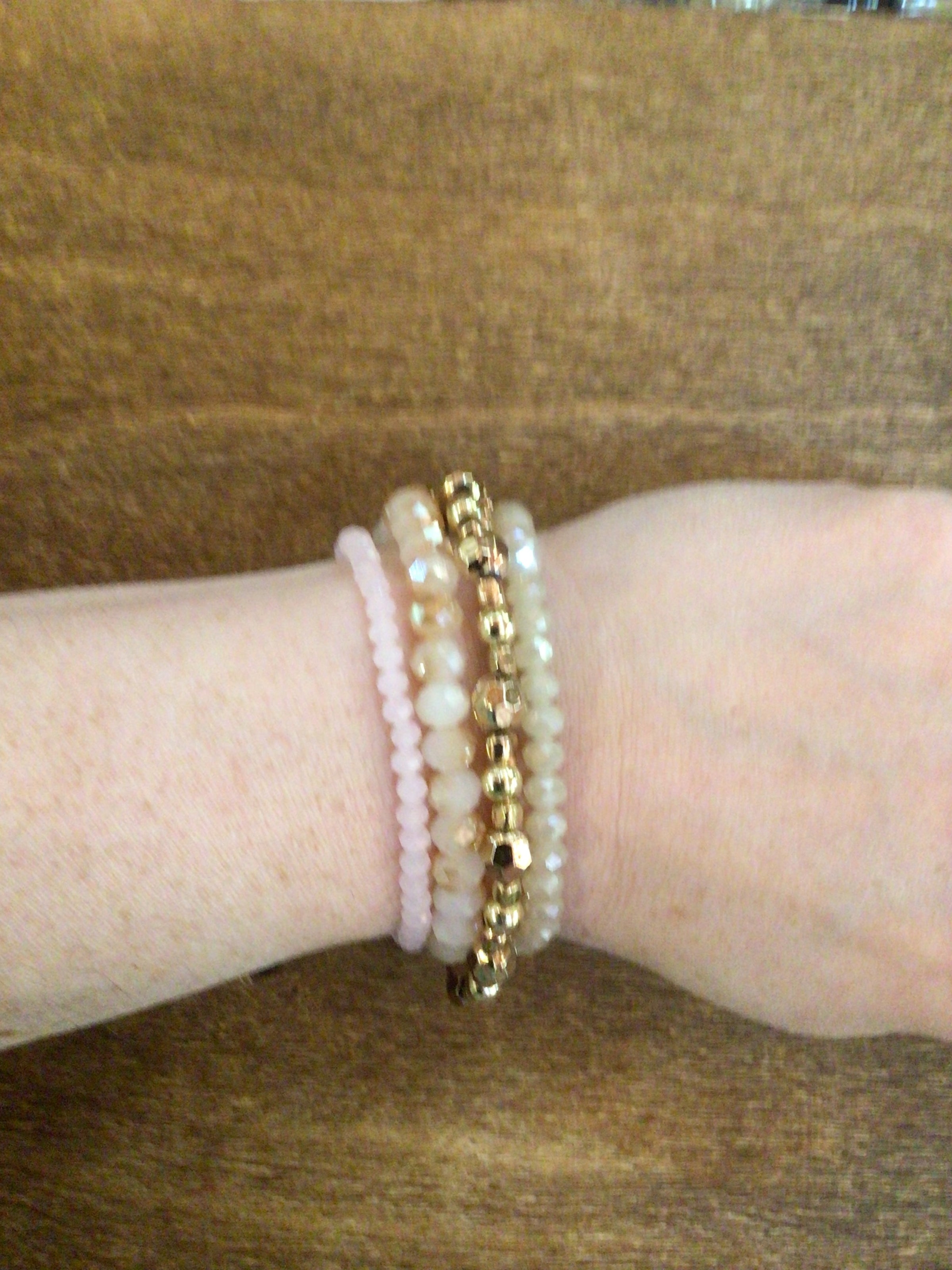 Neutral pink bracelet stack