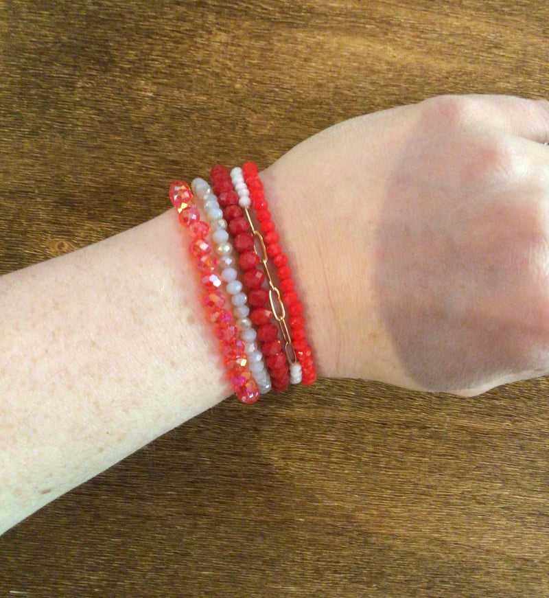Red bracelet stack