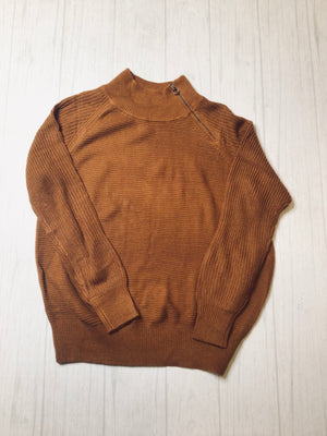 rust zipper shoulder sweater