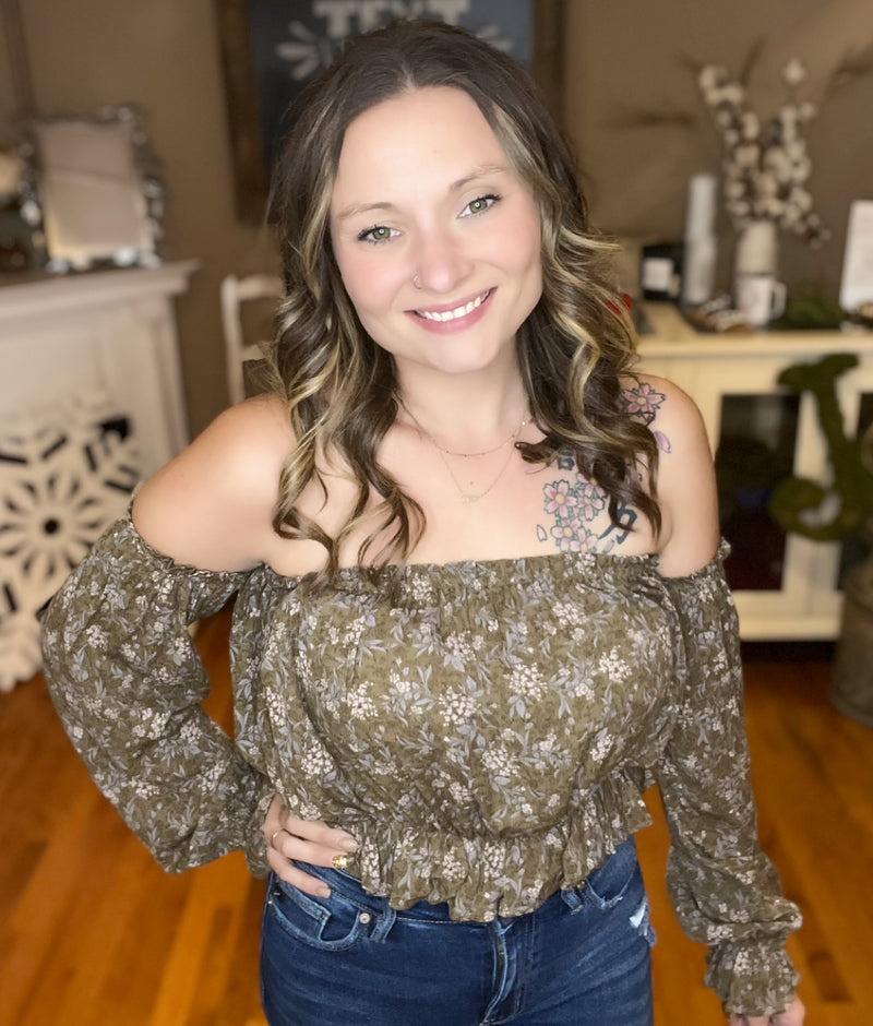 Olive Wildflower Top