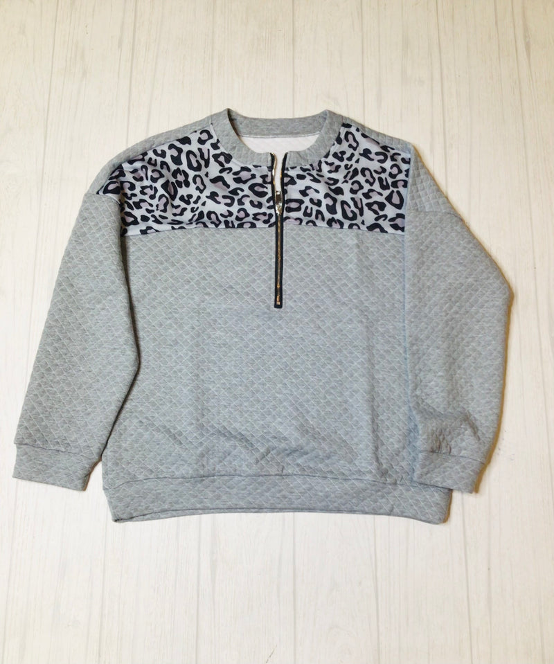 quilted cheetah sweatshirt