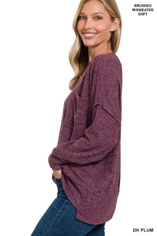 Brushed Pull Over - Plum