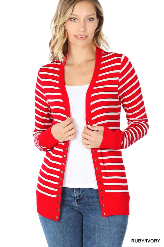 Snaps and Stripes- Ruby/ Ivory